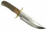 Bowie Knife With Fossil Dinosaur Bone (Gembone) Inlays #327613-1